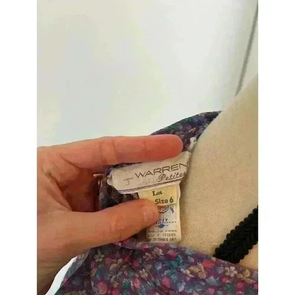 Vtg 70's David Warren Maxi Floral Peasant Dress Pleated Sheer Women's 6 Prairie - Picture 11 of 12